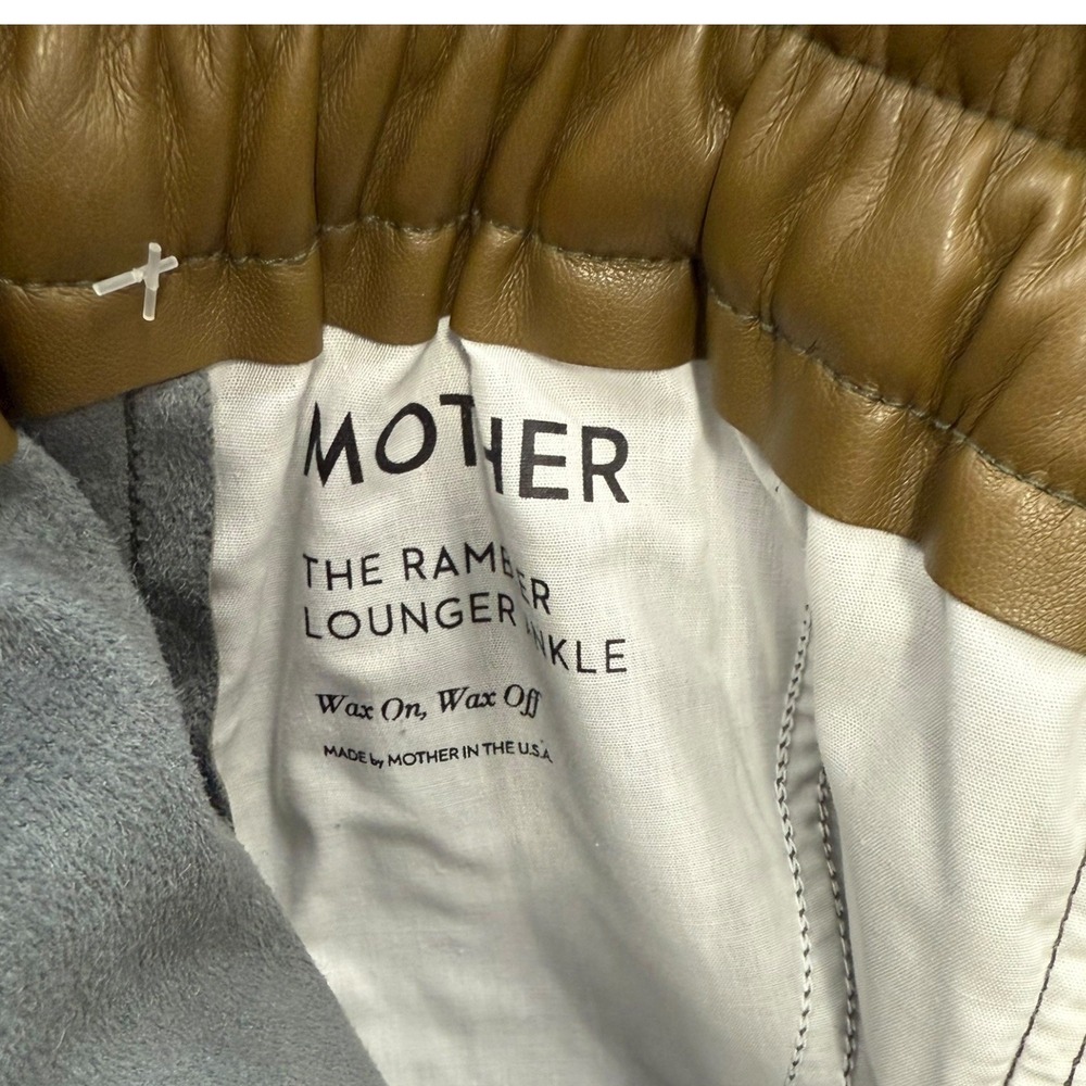 NEW Mother The Rambler Lounger Ankle Pants Size L Faux Leather Tan Olive Green - Picture 6 of 9